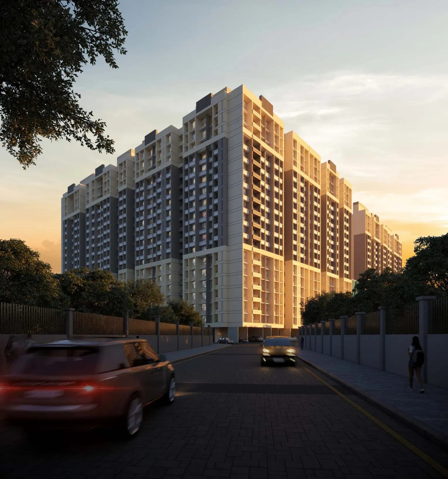 Mohan Parkland towers at sunset